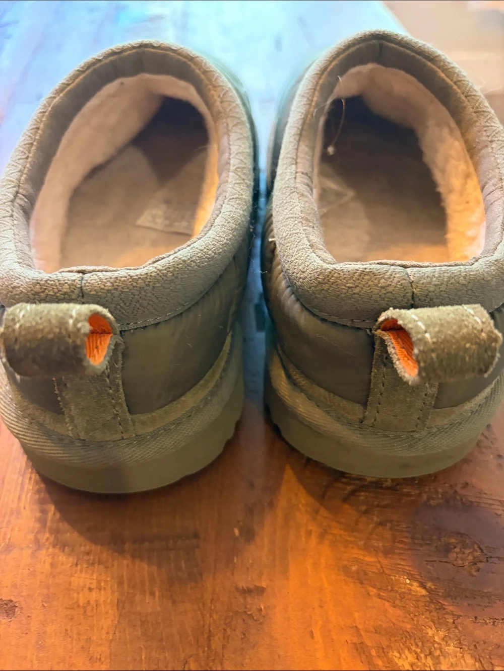 UGG Kids Olive Green Quilted Slip-On Clog Slippers